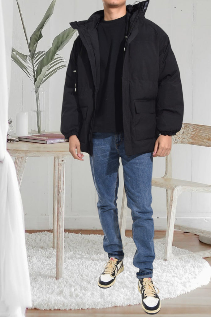 Mens Long Puffer Hoody Jacket - StylePhase SA
