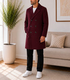 Mens Maroon Lined Melton Coat - StylePhase SA