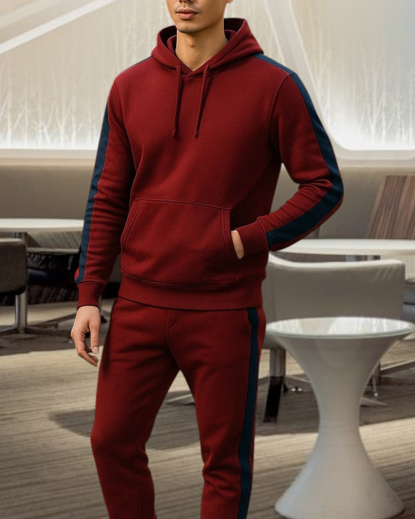 Mens Maroon Stripe Tracksuit Set - StylePhase SA
