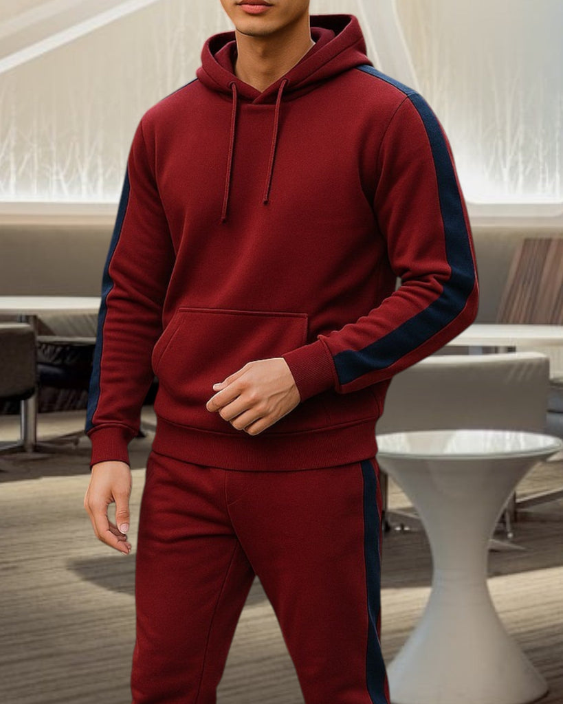 Mens Maroon Stripe Tracksuit Set - StylePhase SA