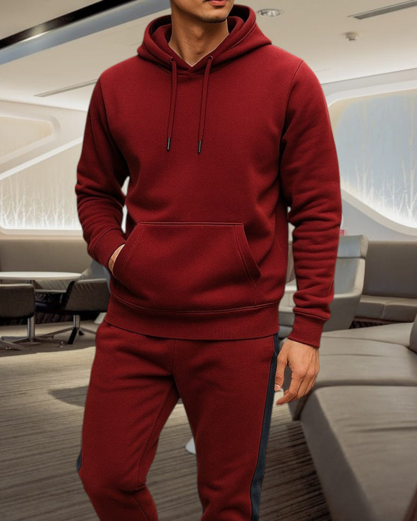 Mens Maroon Stripe Tracksuit Set - StylePhase SA