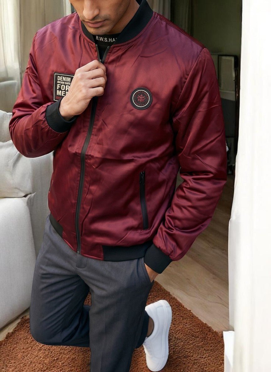 Mens Maroon Zip Jacket - StylePhase SA