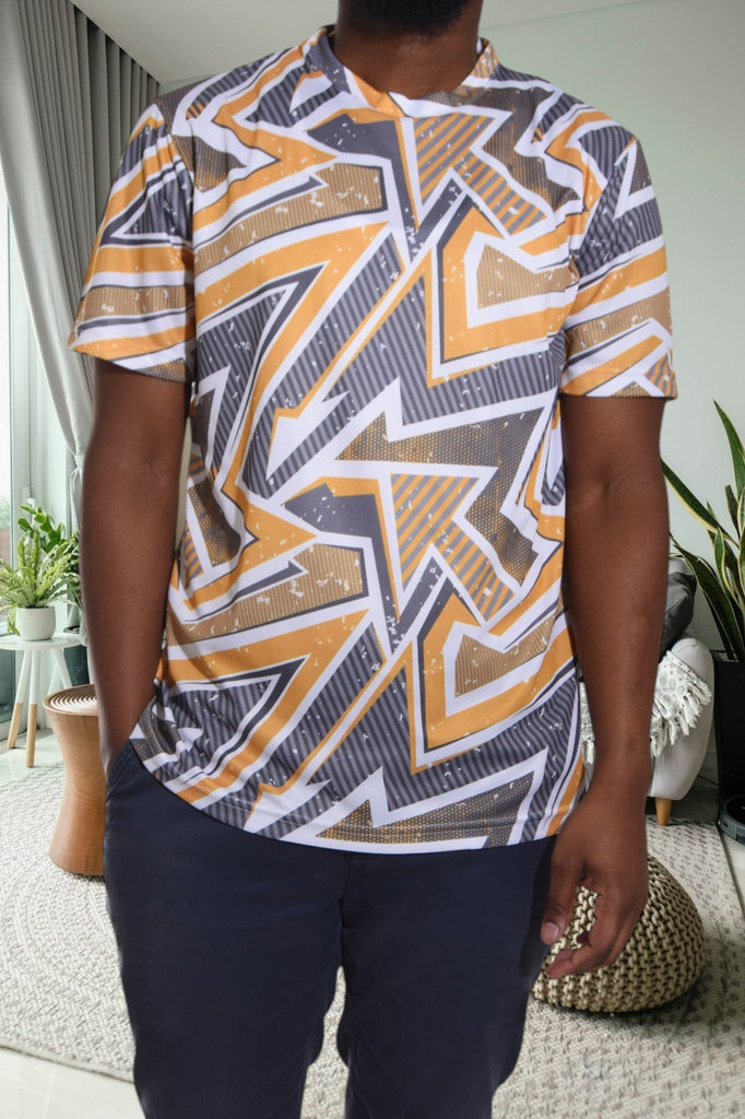 Mens Mustard Printed T Shirt - StylePhase SA