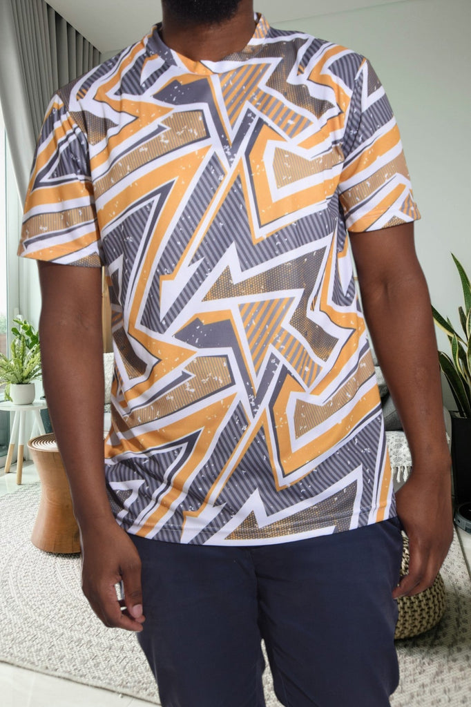 Mens Mustard Printed T Shirt - StylePhase SA