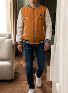 Mens Mustard Printed Zip Jacket - StylePhase SA