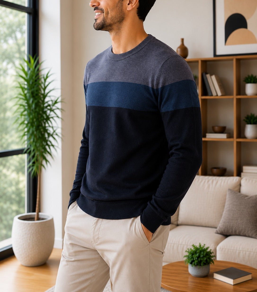 Men's Navy Blue Knit Jersey - StylePhase SA