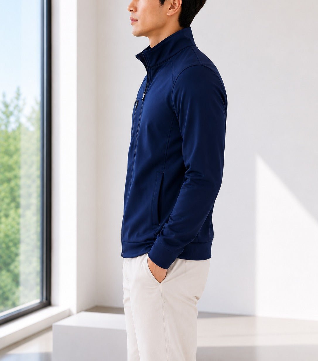 Mens Navy Double Chest Zip Jacket - StylePhase SA