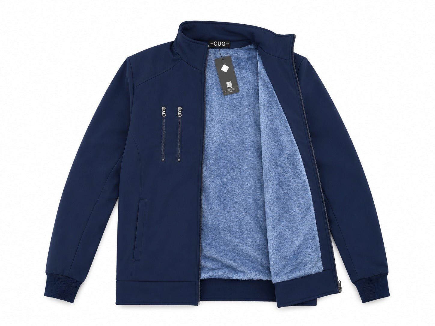 Mens Navy Double Chest Zip Jacket - StylePhase SA