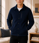Mens Navy Fleece Chest Zip Jacket - StylePhase SA