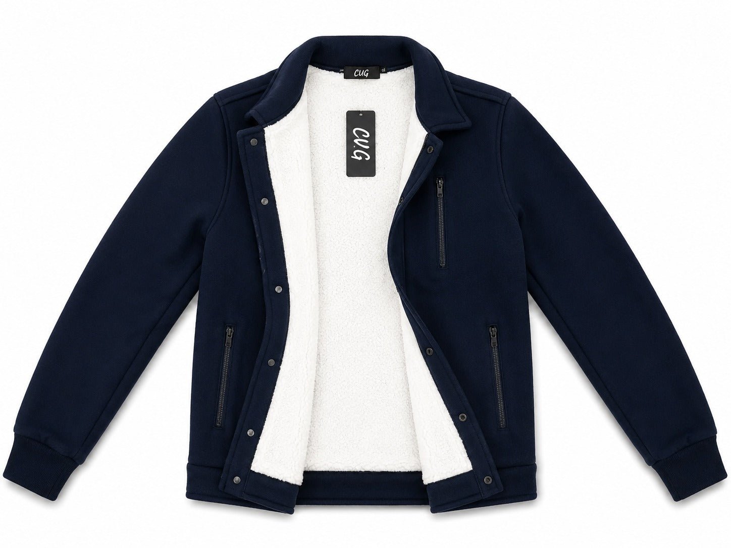 Mens Navy Fleece Chest Zip Jacket - StylePhase SA