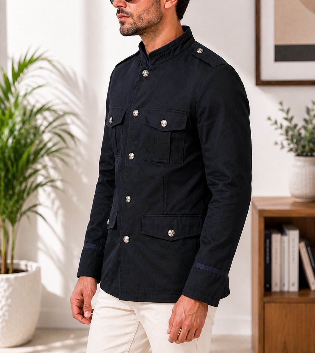 Men's Navy Lined Melton Coat - StylePhase SA