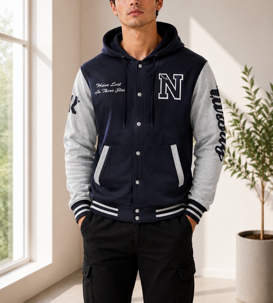 Mens Navy N Printed Hoody Jacket - StylePhase SA