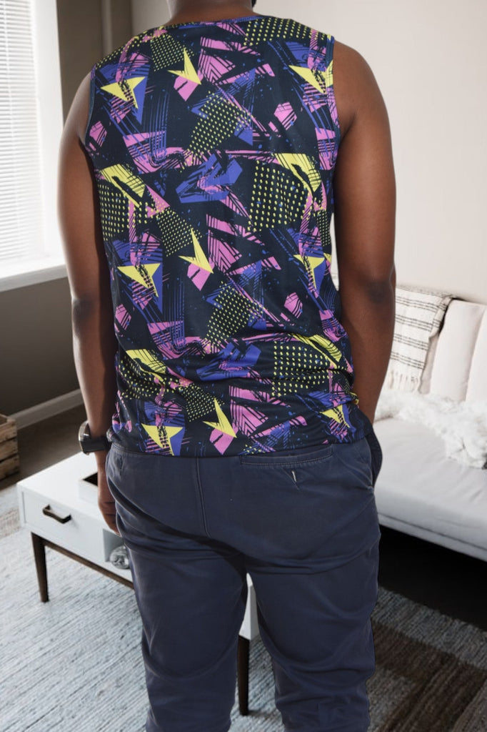 Mens Navy Printed Vest - StylePhase SA