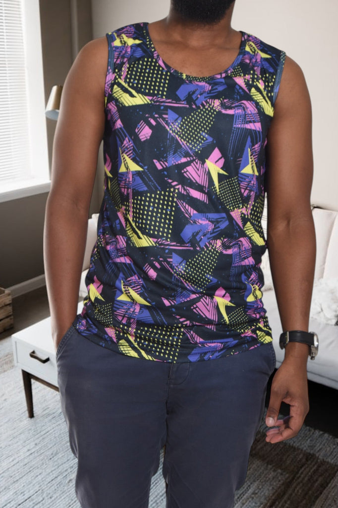 Mens Navy Printed Vest - StylePhase SA