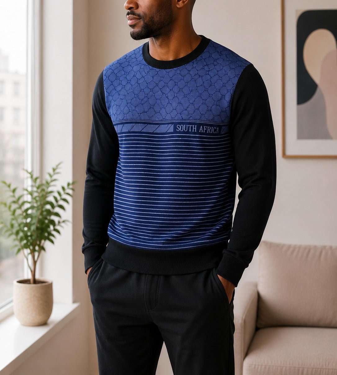 Men's Navy SA Printed Sweater - StylePhase SA