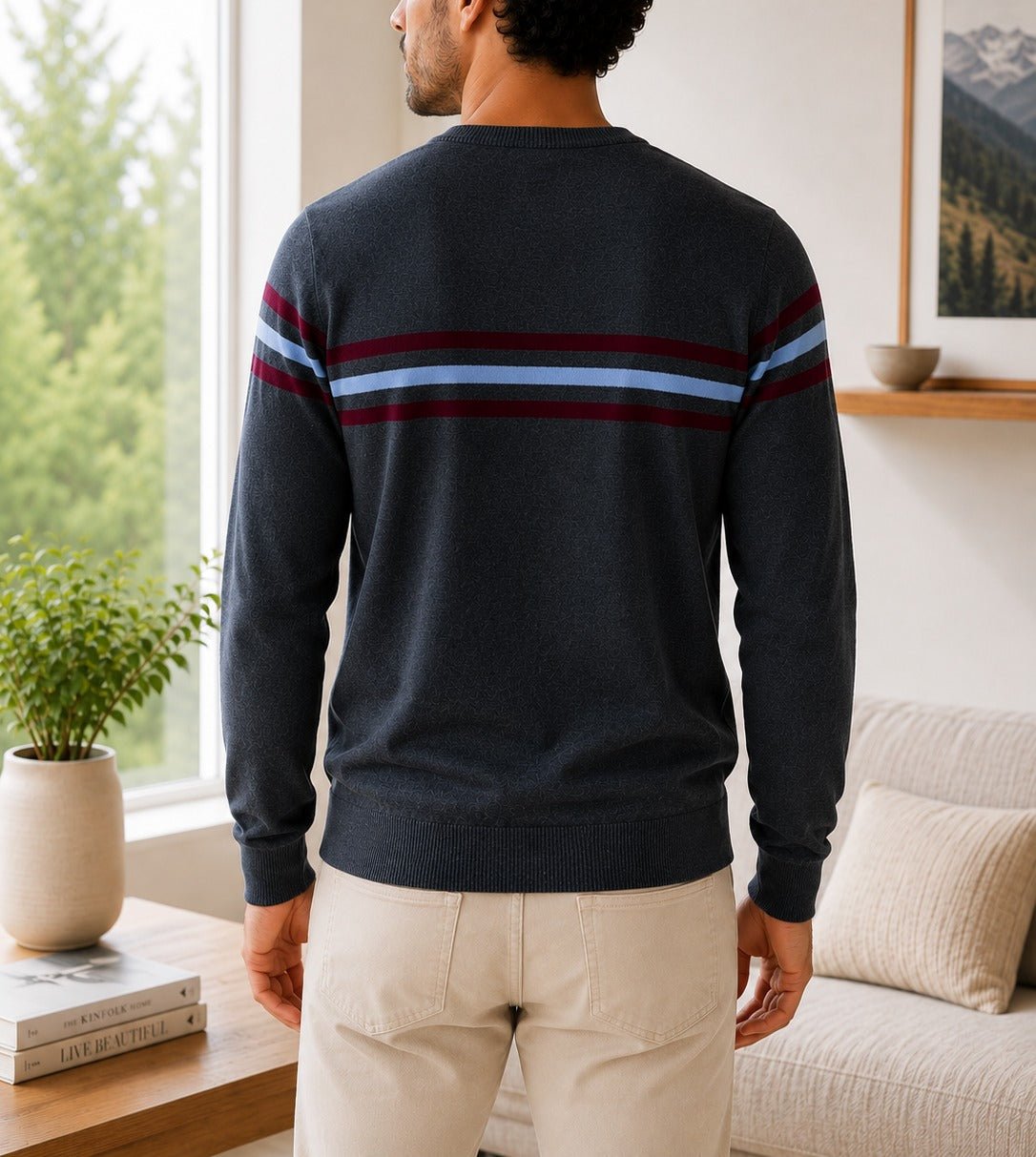 Men's Navy Stripe Knit Jersey - StylePhase SA