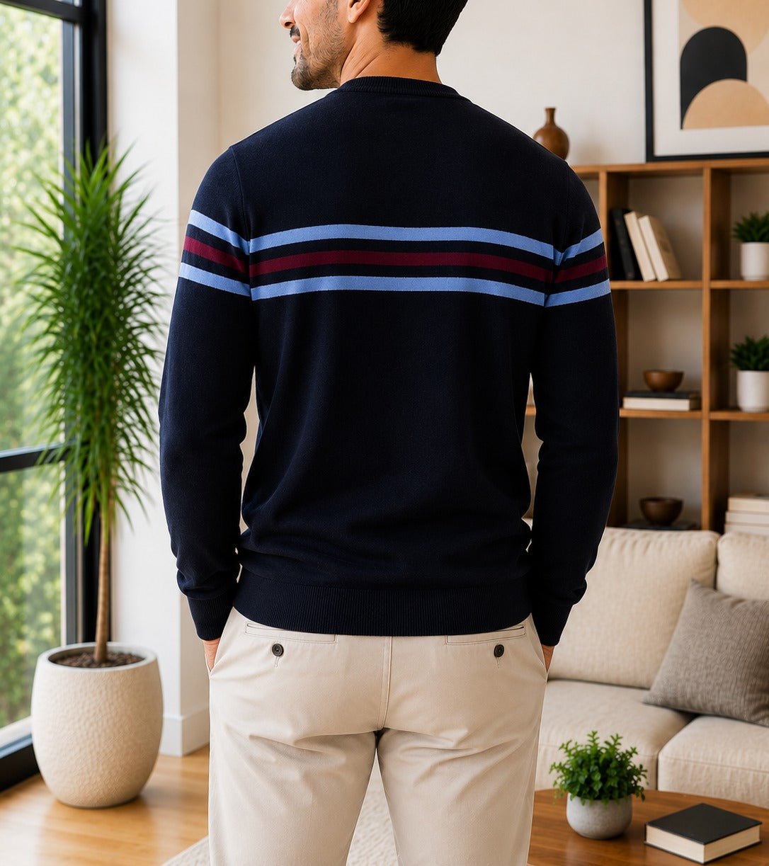 Men's Navy Stripe Knit Jersey - StylePhase SA