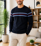 Men's Navy Stripe Knit Jersey - StylePhase SA
