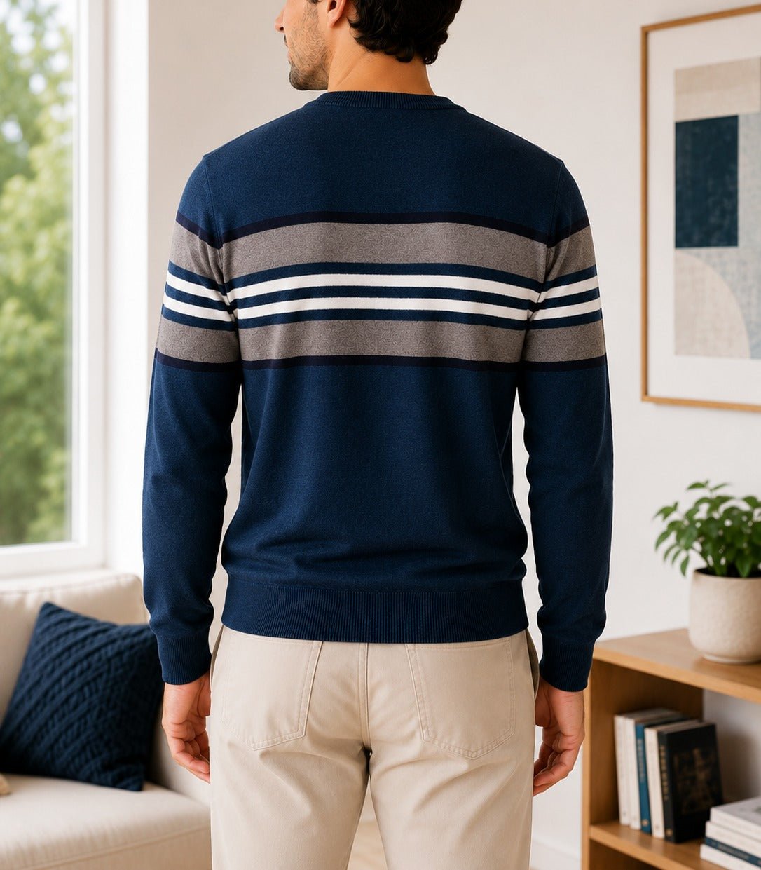 Men's Navy Stripped Knit Jersey - StylePhase SA