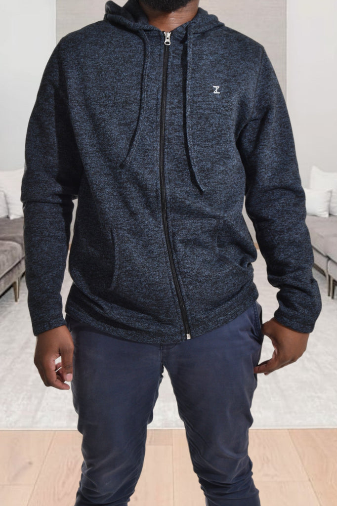 Mens Navy Zip Front Hoodie - StylePhase SA