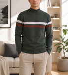 Men's Olive And Rust Round Neck Sweater - StylePhase SA