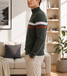 Men's Olive And Rust Round Neck Sweater - StylePhase SA