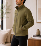 Mens Olive Fleece Double Chest Zip Jacket - StylePhase SA