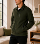 Mens Olive Green Fleece Chest Zip Jacket - StylePhase SA