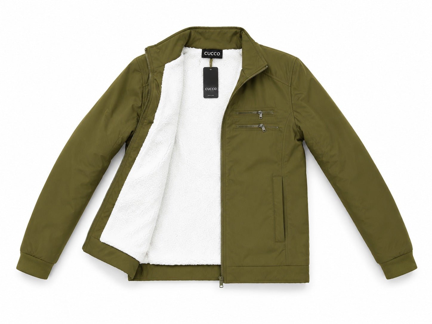 Mens Olive Side Double Zip Jacket - StylePhase SA