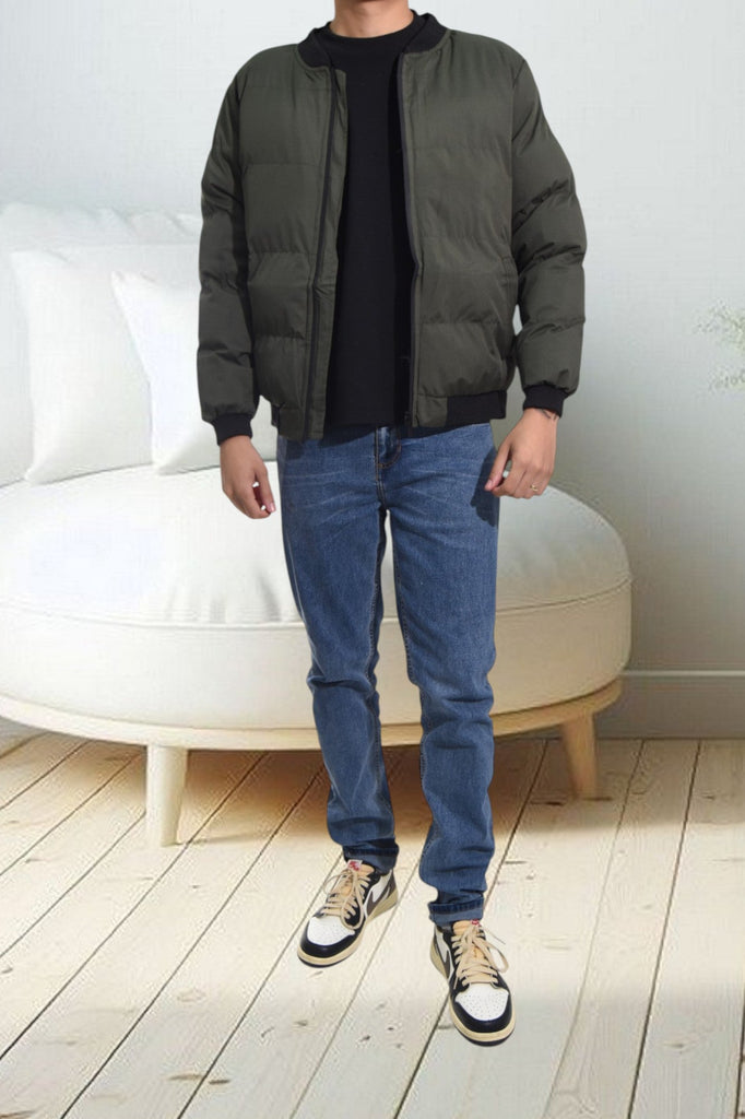 Mens Olive Zip Jacket - StylePhase SA