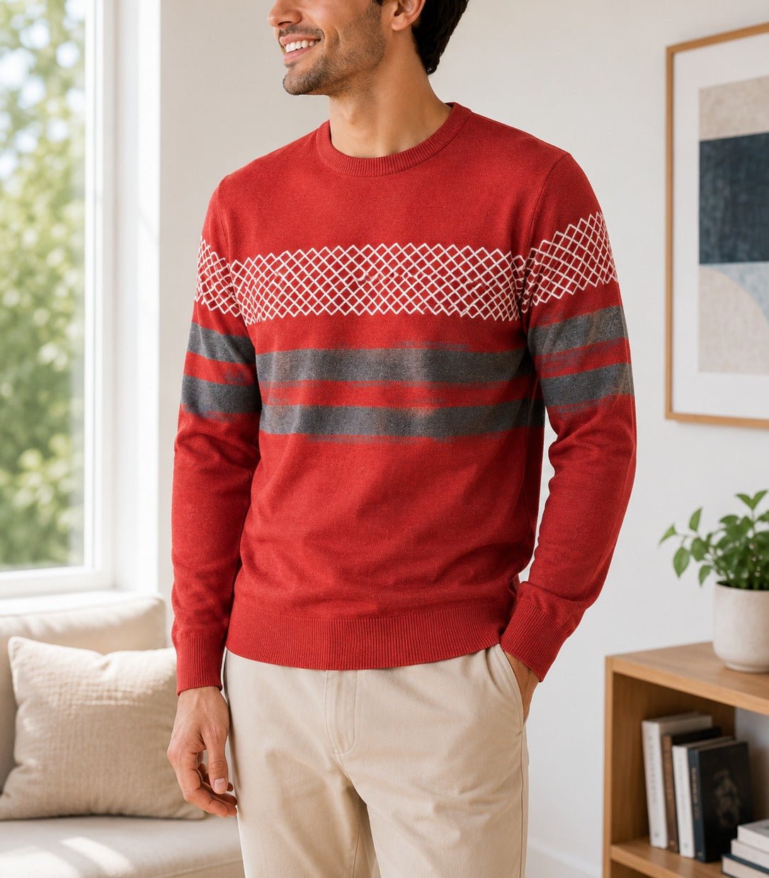 Men's Orange Printed Knit Jersey - StylePhase SA
