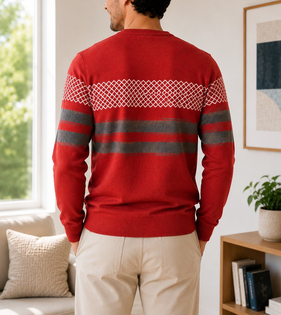 Men's Orange Printed Knit Jersey - StylePhase SA