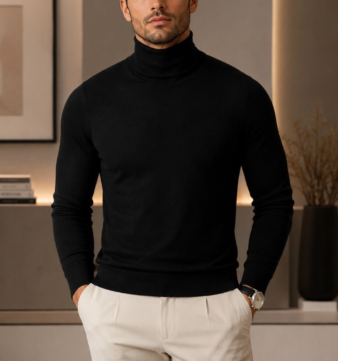 Men's Polo Neck Top - Black - StylePhase SA