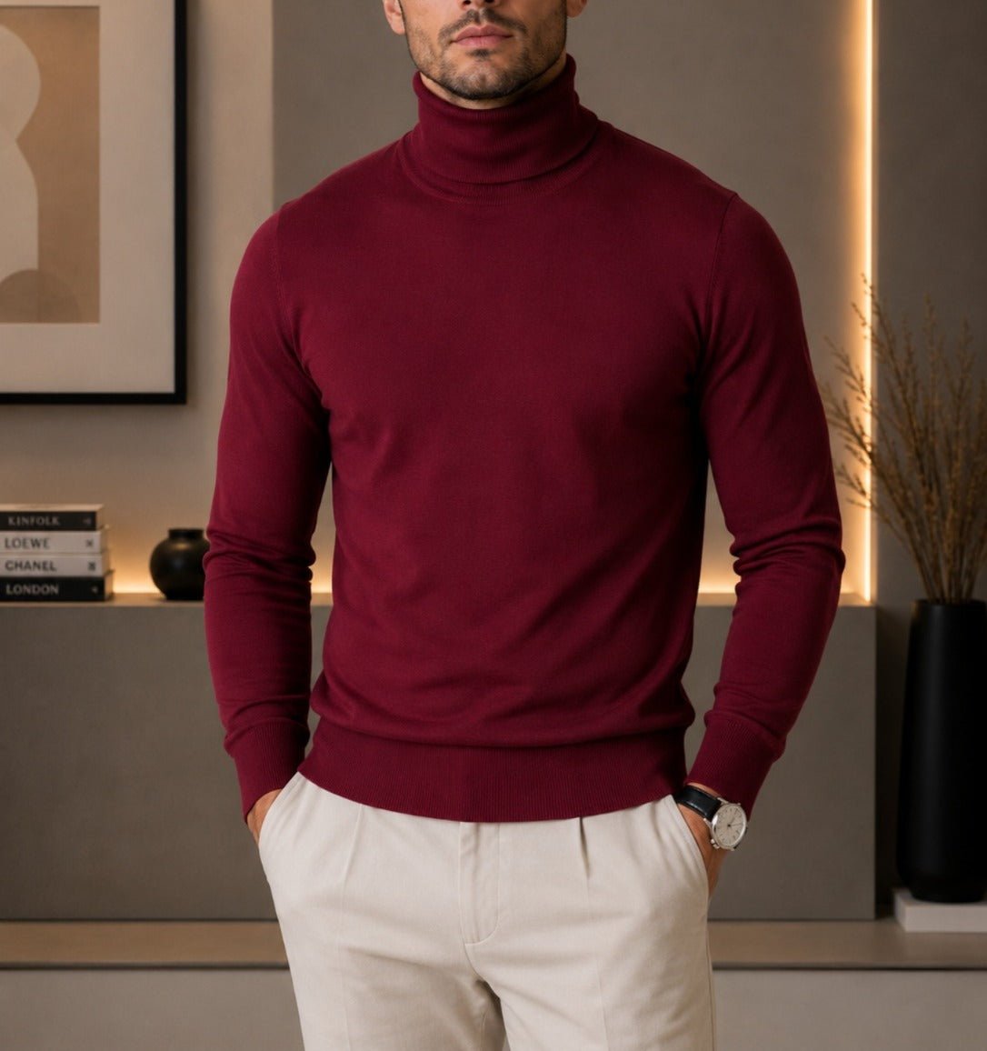 Men's Polo Neck Top - Maroon - StylePhase SA