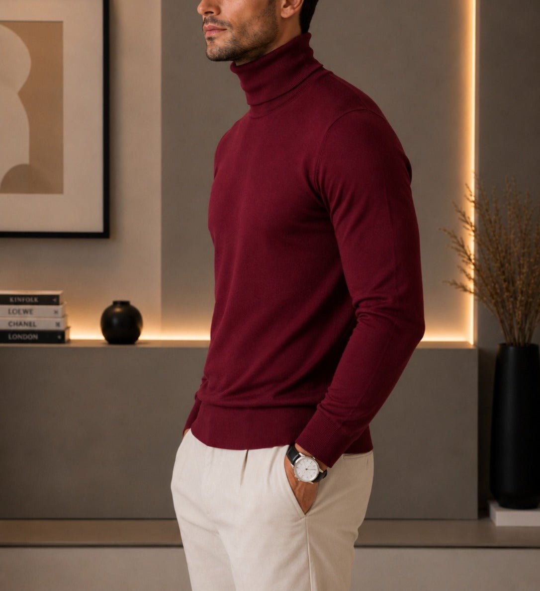 Men's Polo Neck Top - Maroon - StylePhase SA