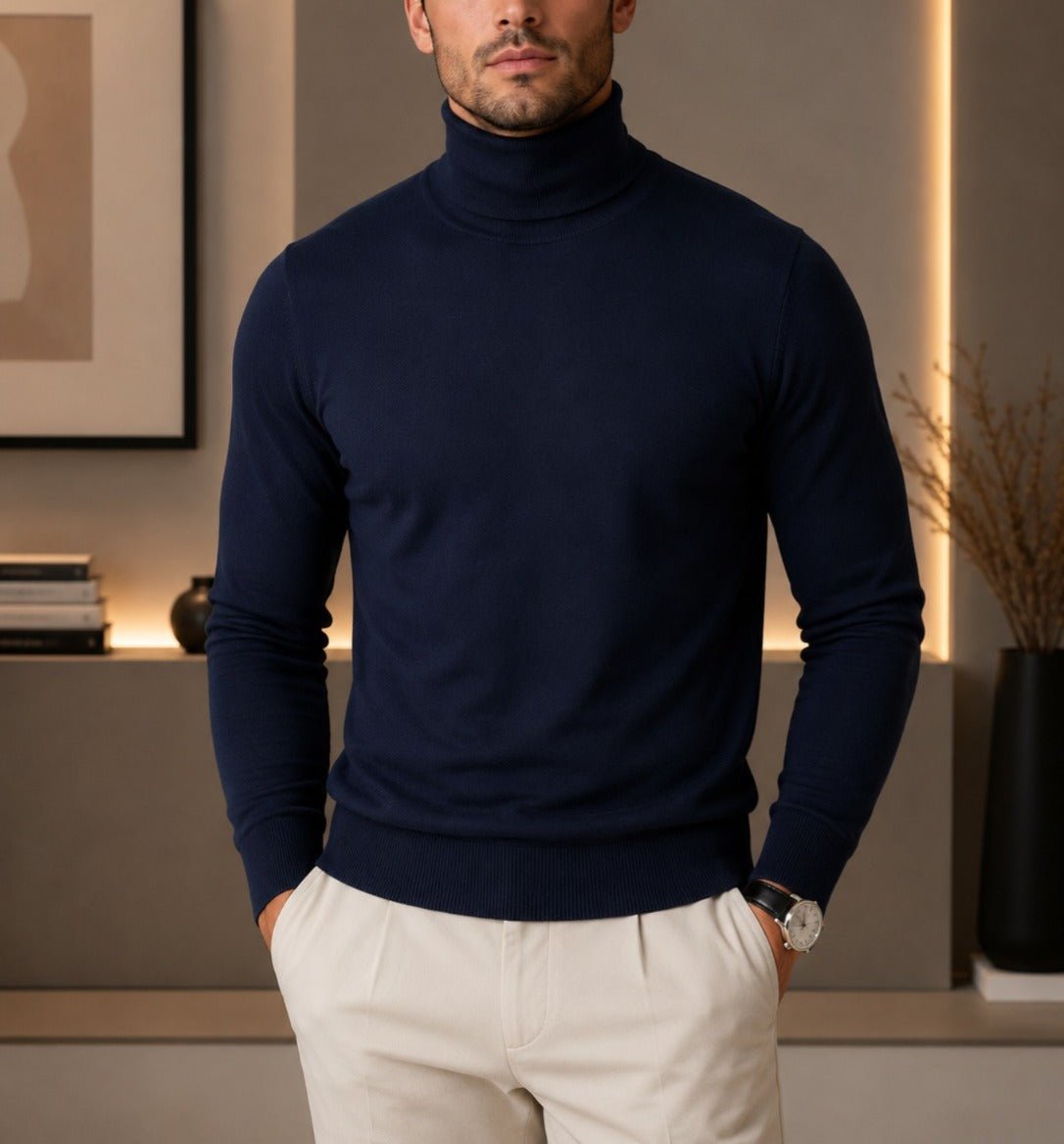 Men's Polo Neck Top - Navy - StylePhase SA