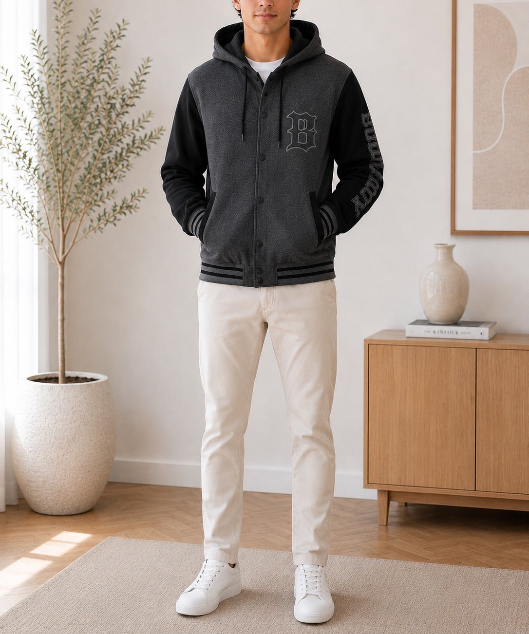 Mens Printed Charcoal Jacket - Brooklyn - StylePhase SA