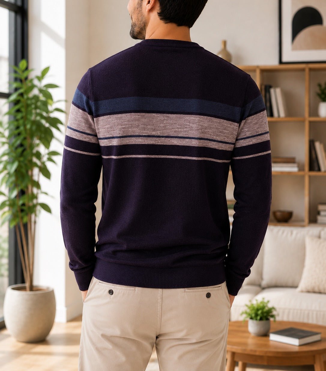 Men's Purple And Pink Stripe Knit Jersey - StylePhase SA