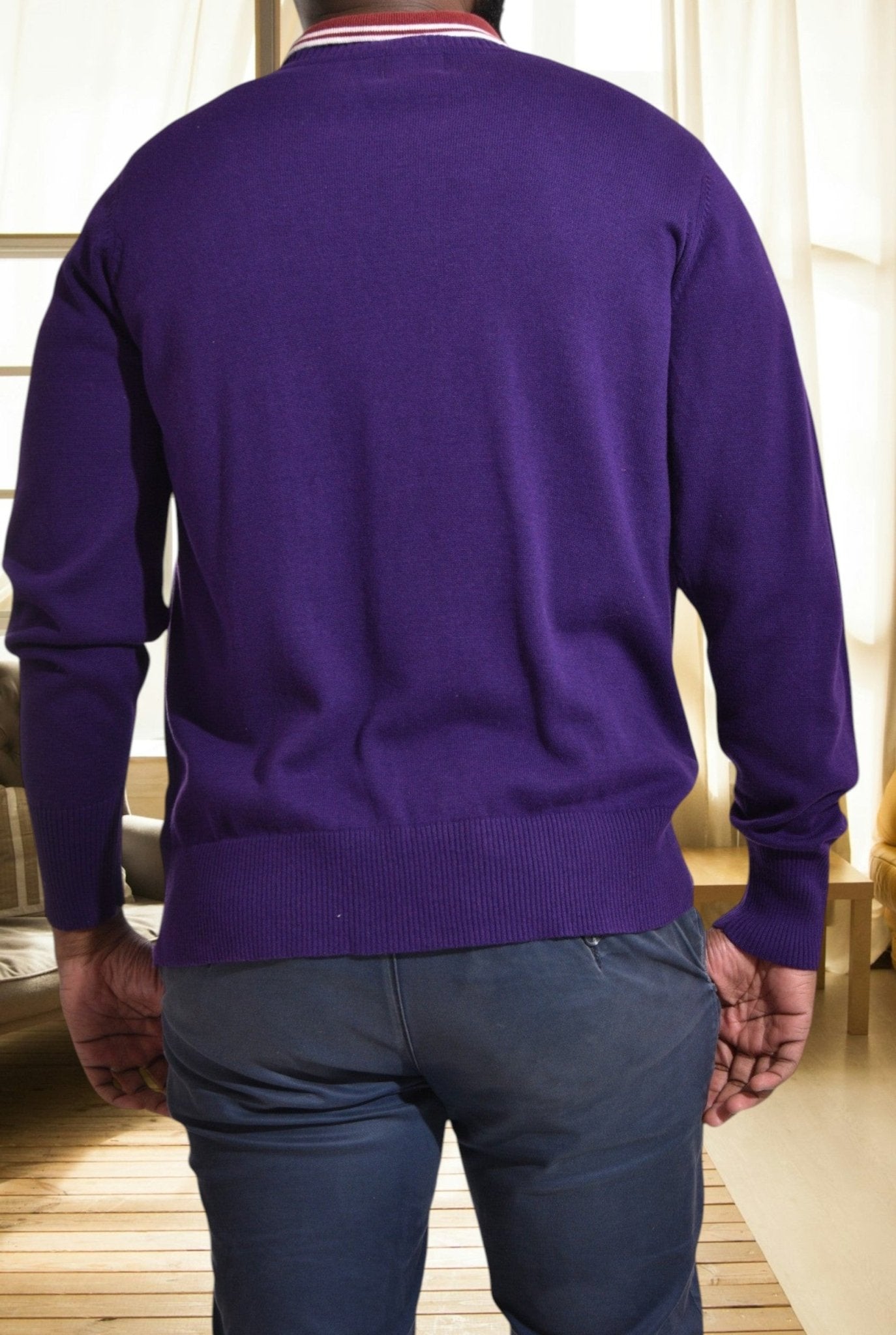 Mens Purple Diamond Print Sweater - StylePhase SA