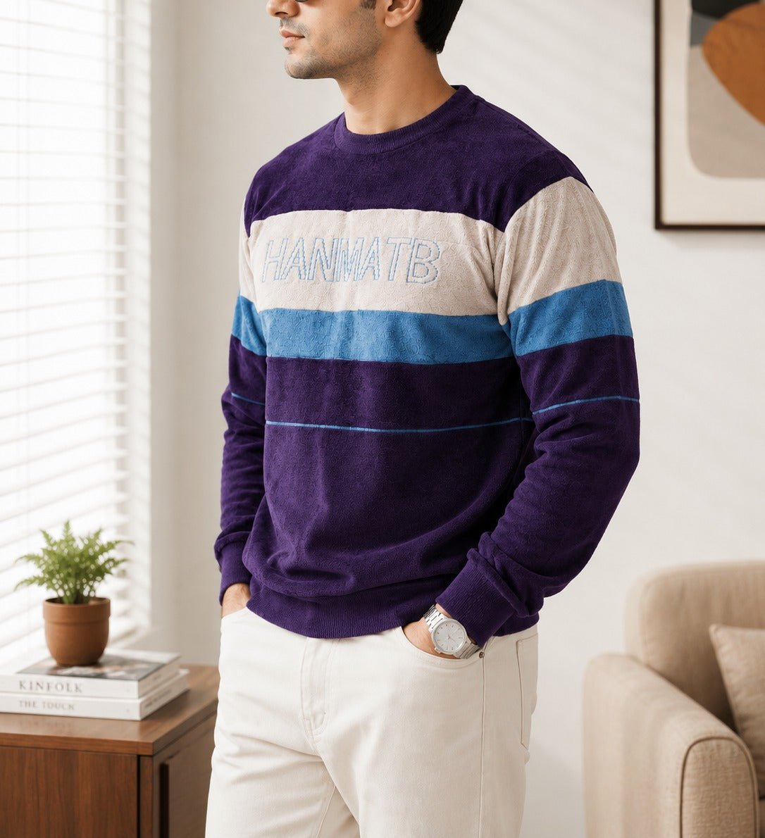 Men's Purple Printed Knit Jersey - StylePhase SA
