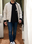 Mens Quilted Zip Jacket - Cream - StylePhase SA