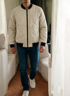 Mens Quilted Zip Jacket - Cream - StylePhase SA