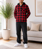 Men's Red & Black Wool inner Zip Shacket - StylePhase SA