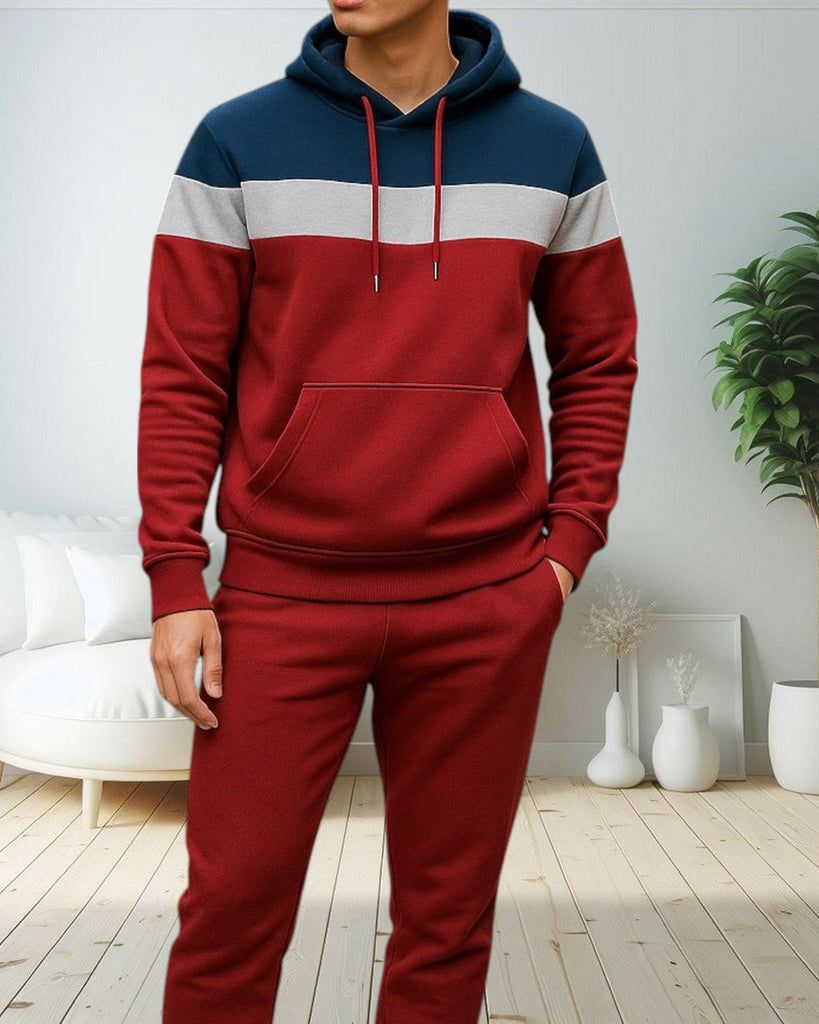 Mens Red Hoody Tracksuit Set - StylePhase SA