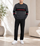 Men's Red Stripe Round Neck Sweater - StylePhase SA