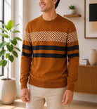 Men's Rust Diamond Stripe Knit Jersey - StylePhase SA