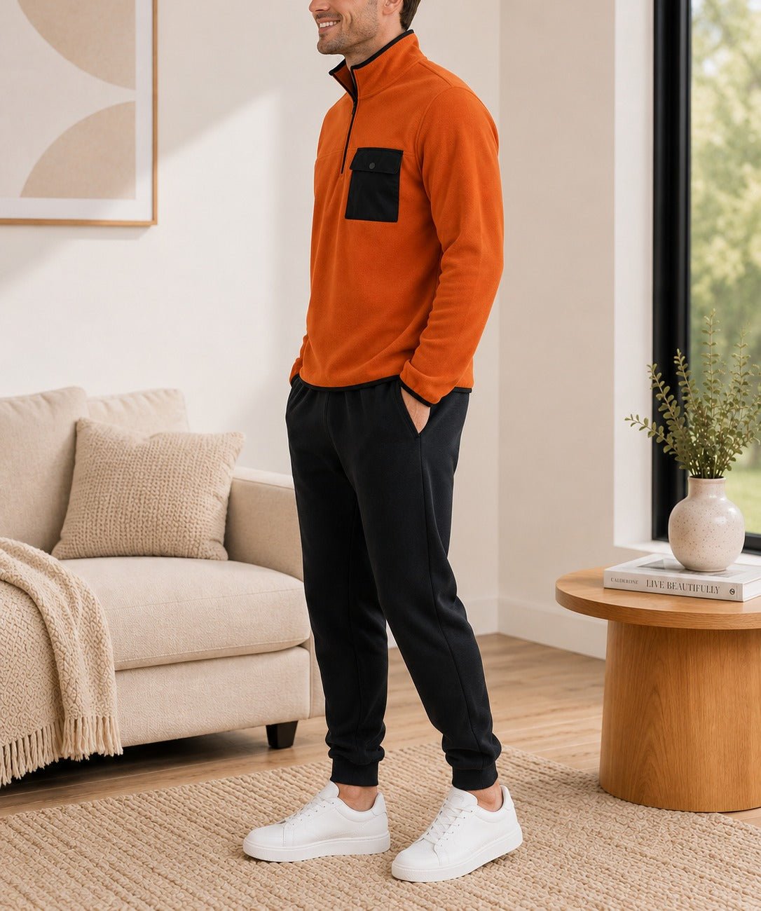 Mens Rust Fleece Sweater - StylePhase SA