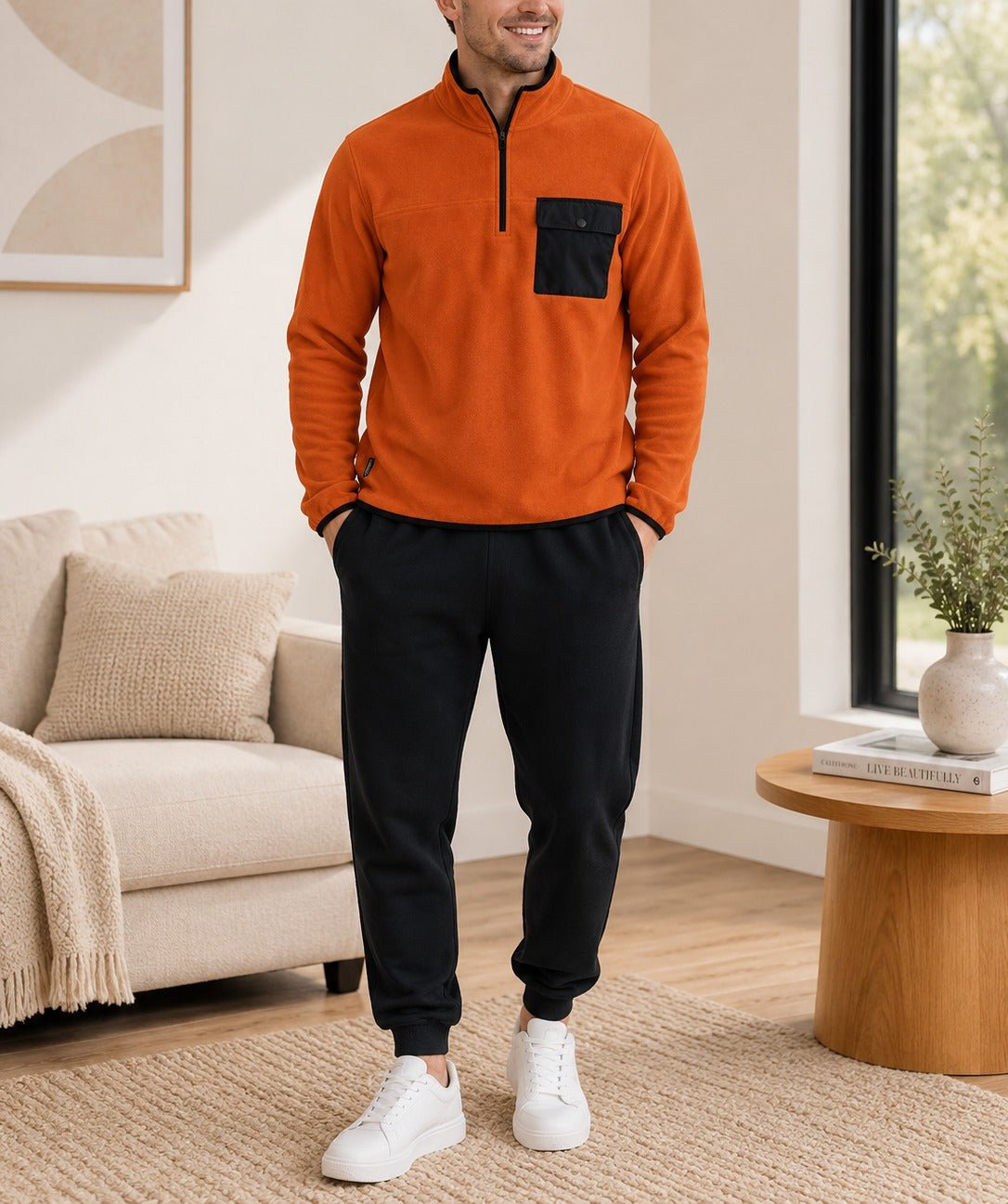 Mens Rust Fleece Sweater - StylePhase SA