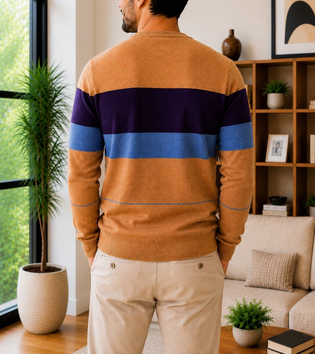 Men's Sandstone Stripe Printed Knit Jersey - StylePhase SA