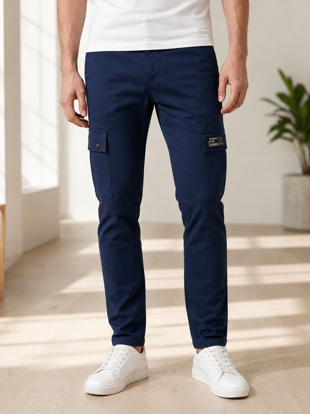 Men's Slim Fit Navy Cargo Pants - StylePhase SA